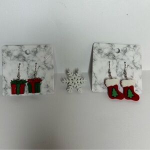Hand-crafted Miscellaneous Christmas Earrings and Pin